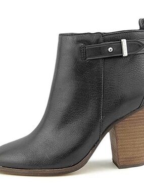 Coach Hewes Safari  Black Leather Ankle Boot with Wood Block Heel